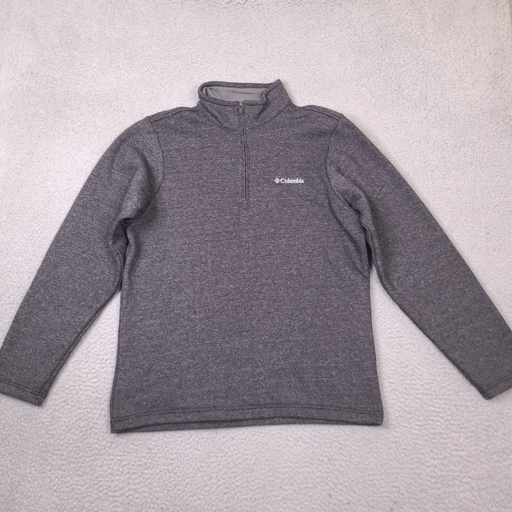 Columbia Sweater Mens Small Gray 1/4 Zip Pullover Fleece Lining‎ Outdoor
